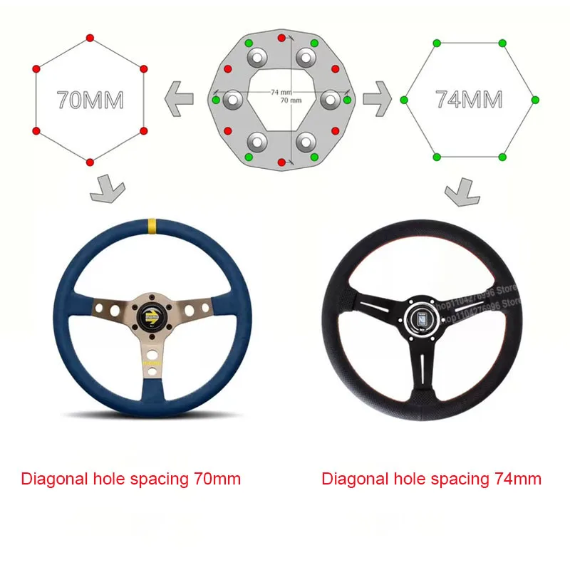 Sim Racing Steering Wheel Adapter 70/74mm Dual-Hole Adapter Piece Aluminum Alloy CNC One-Piece Molded For MOZA ES/ES/XES-Lite