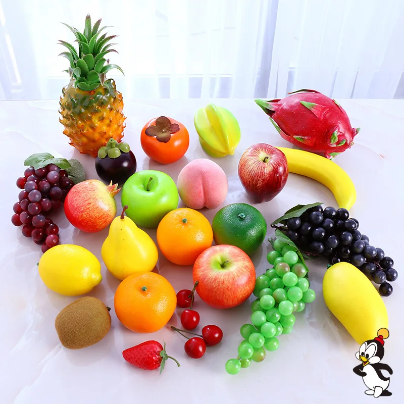 Plastic Simulation Artificial Fruits Banana Apple Watermelon Lemon Wedding Room Photography Props Decoration Accessories