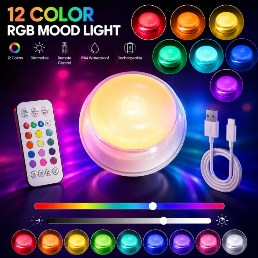 

Round Design Bathroom Ceiling Lamp Non-Drilled Installation Mobile Charging Rechargeable Lamp Portable Power Waterproof Design