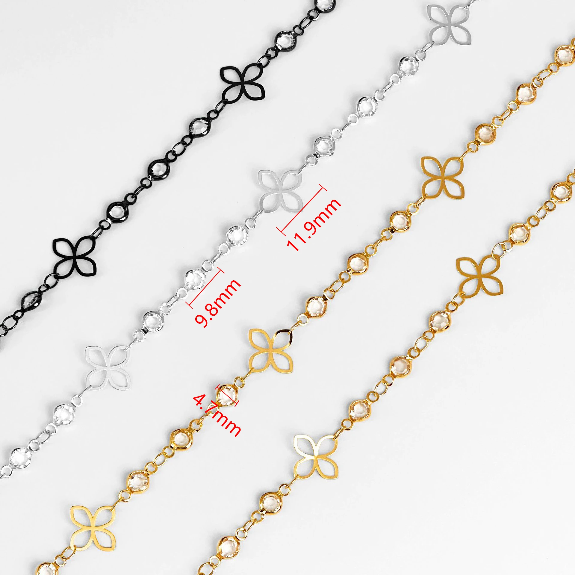 0.5M/1M/2M Vintage Copper Star Waterdrop Hollow Chain with Glass Rhinestone for Jewelry Making DIY Necklaces Bracelets Findings image 5