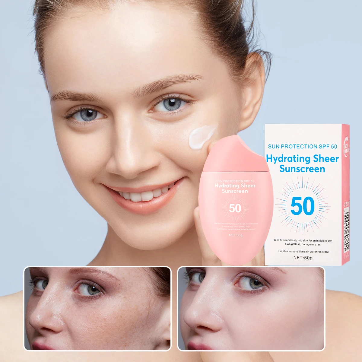 Moisturizing protective cream, suitable for all skin types, moisturizing, lightweight facial protection, ideal holiday gift