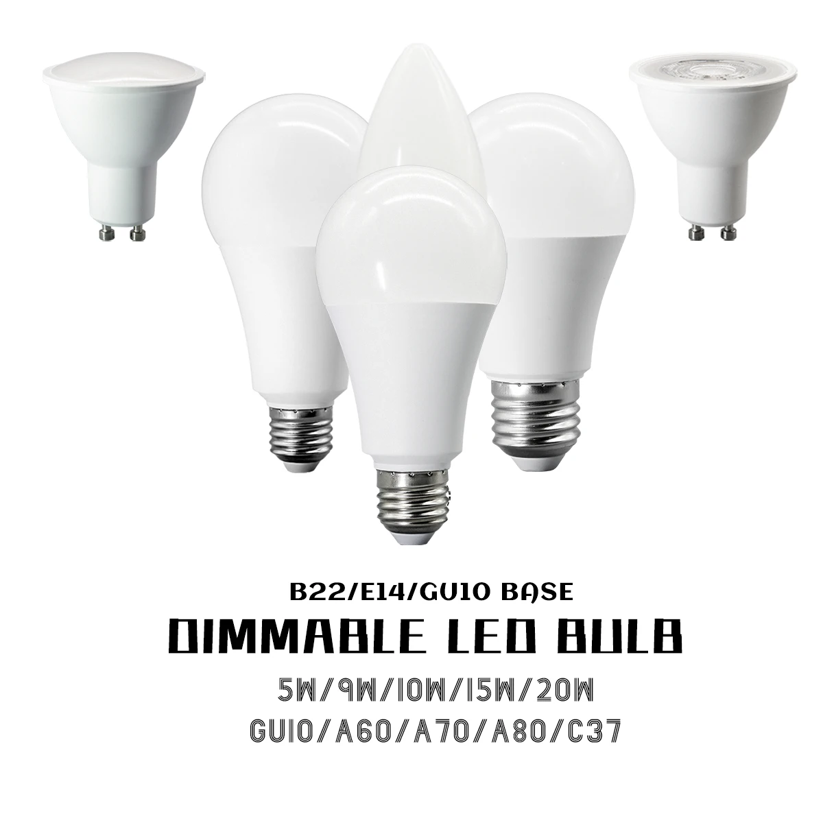 

E27 E14 GU10 Светодиодная лампа 20 шт. с регулируемой яркостью, высокая мощность, 100 Вт, эквивалент накаливания, 3000 К, 6000 К, байонетные фонари