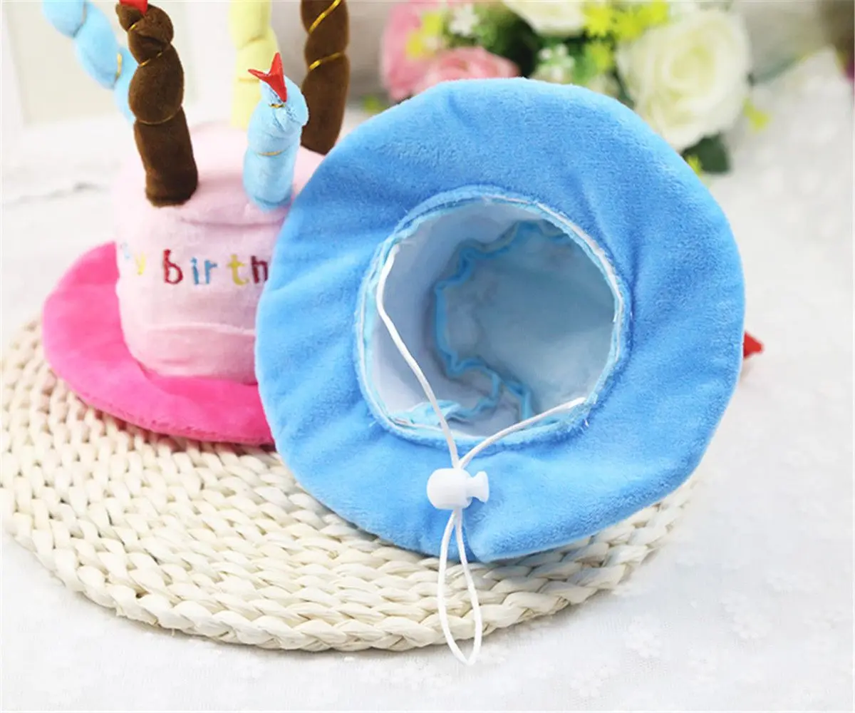 Dog Hat Pet Dog Cat Hat with Birthday Cake Cap Candle Gift Design Birthday Party Costume