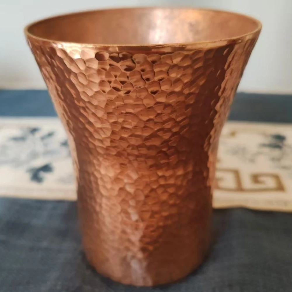 

Vintage Copper Coffee Mug,Camping Beer Mug Portable Handcrafted Hammer Texture Beverage Juice Cups Drinking 350 ml Tea Cup