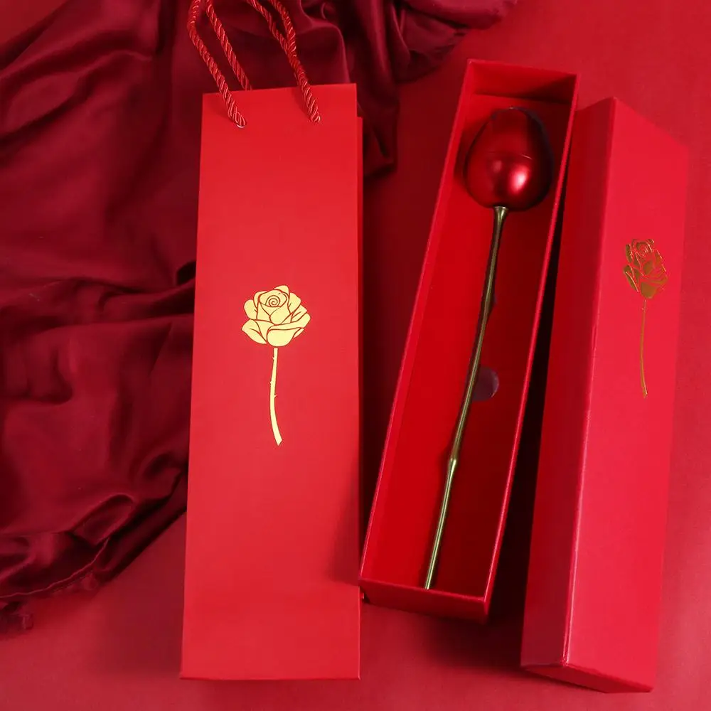 Romantic Simulation Rose Ring Box Velvet Pendant Packaging Gift Display Box Red Portable Wedding Ring Storage Box Mother's Day