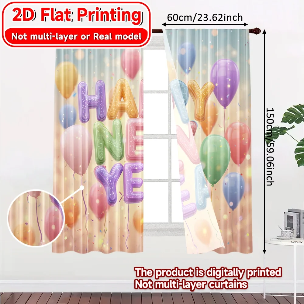 2D Flat Printing,2pcs 2025 Celebration Popular Curtains Prints Light Filtering Curtains Decorations For Home Perfect for
