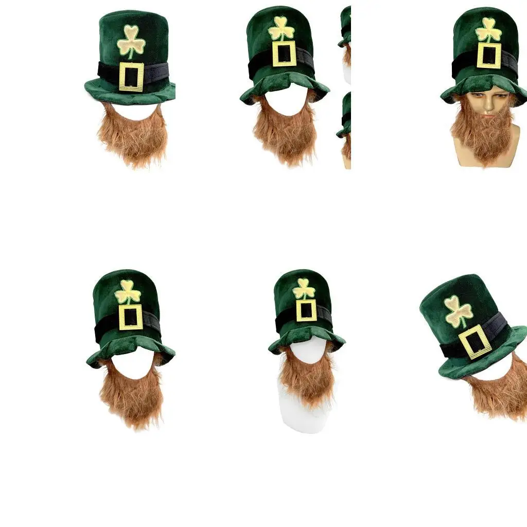 

652F Unisex Party Hat Green Irish Hat Patricks Day Party Costume Accessories for Men Women Cosplay Theme Parties Photography