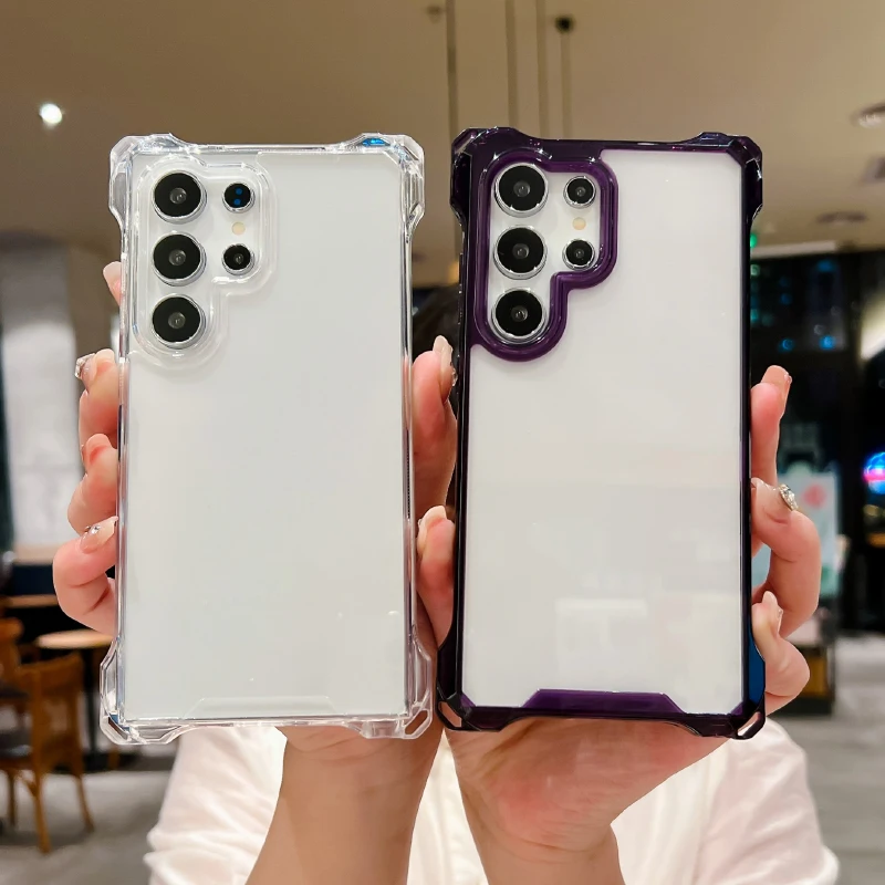 Four Corner Anti-Fall Transparent Phone Case For Samsung S26 S24 S23 S22 S25 Ultra Plus S21 S20 FE A57 A56 A55 A54 A53 A52 S A37
