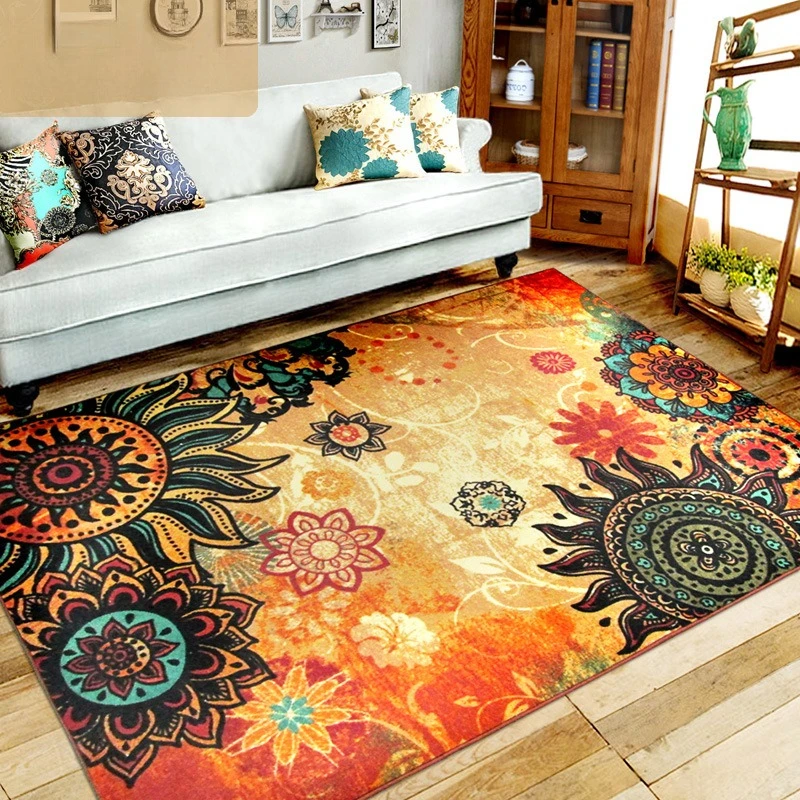 Retro American Style Living Room Rug Durable Dirt Resistant Easy Clean Large Area Bedroom Bedside Rugs Living Room