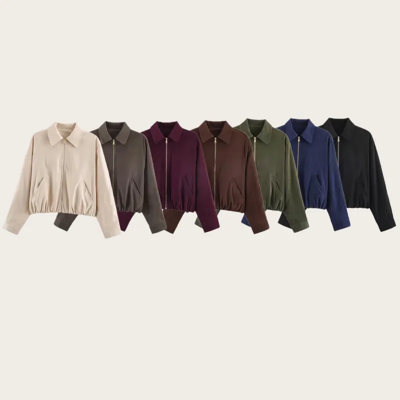2026 Autumn Women High Quality Vintage Solid Zip Up Jacket Sweatshirt Multi Colors Soft Comfort Street Wear Outfit
