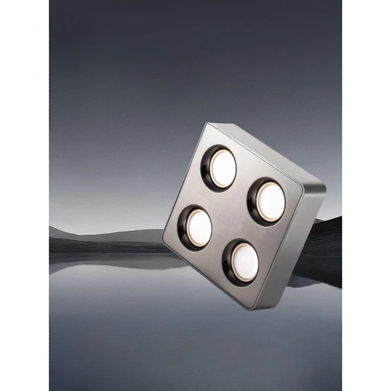 Bauhaus bright installation of gall lamp four-head spotlight, stainless steel silver ultra-thin downlight, living room