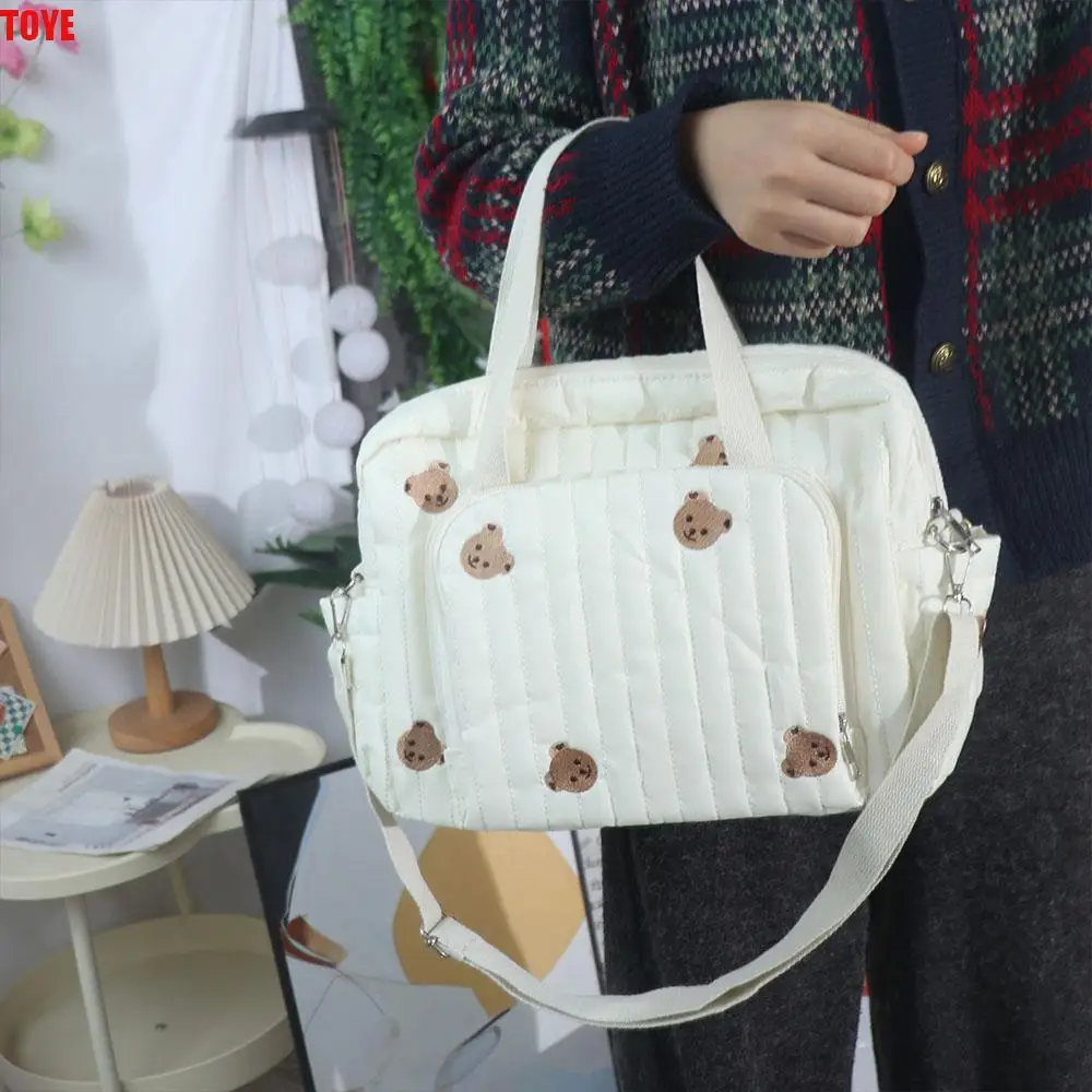 

Multi-function Korean Style Mummy Bag Flower Multi-pocket Baby Diaper Organizer Bear Lightweight Single Shoulder Bag Maternity