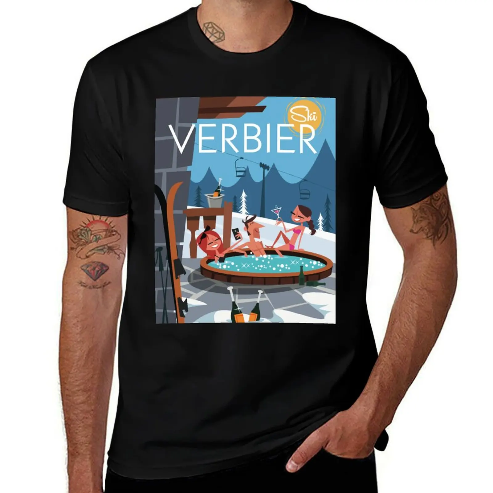 Ski Verbier Poster T-Shirt Festival Short Sleeve T-Shirt