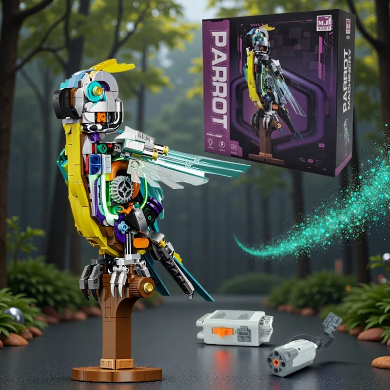 

Creative DIY Mechanical Parrot Building Blocks Set 3D Puzzle Model Kit Power Motor Assembly Bricks Toys For Boys Girls Gifts