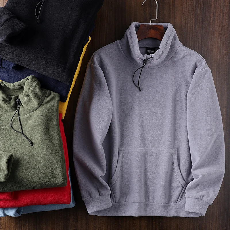 

Thiened Warm Fine Fce Men's Bule f High Collar Outdoor Fce Sweatirt Casual Thi Cotton Base irt