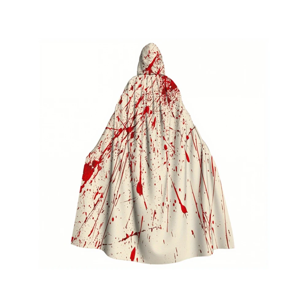 1pc Men's Halloween Blood Splatter Cloak Cape - Realistic Red Blood Effect, Adjustable Hooded Dracula Cape with Drawstring