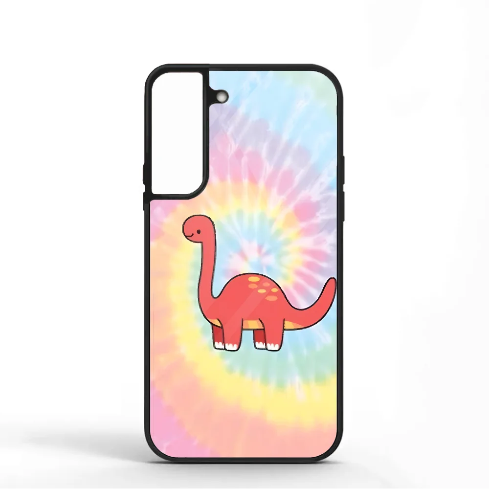 Dino Tie Dye Rainbow Phone Case For Samsung S10 S20 S21 S22 S24 S30 Plus ULTRA Mirror Acrylic Cover