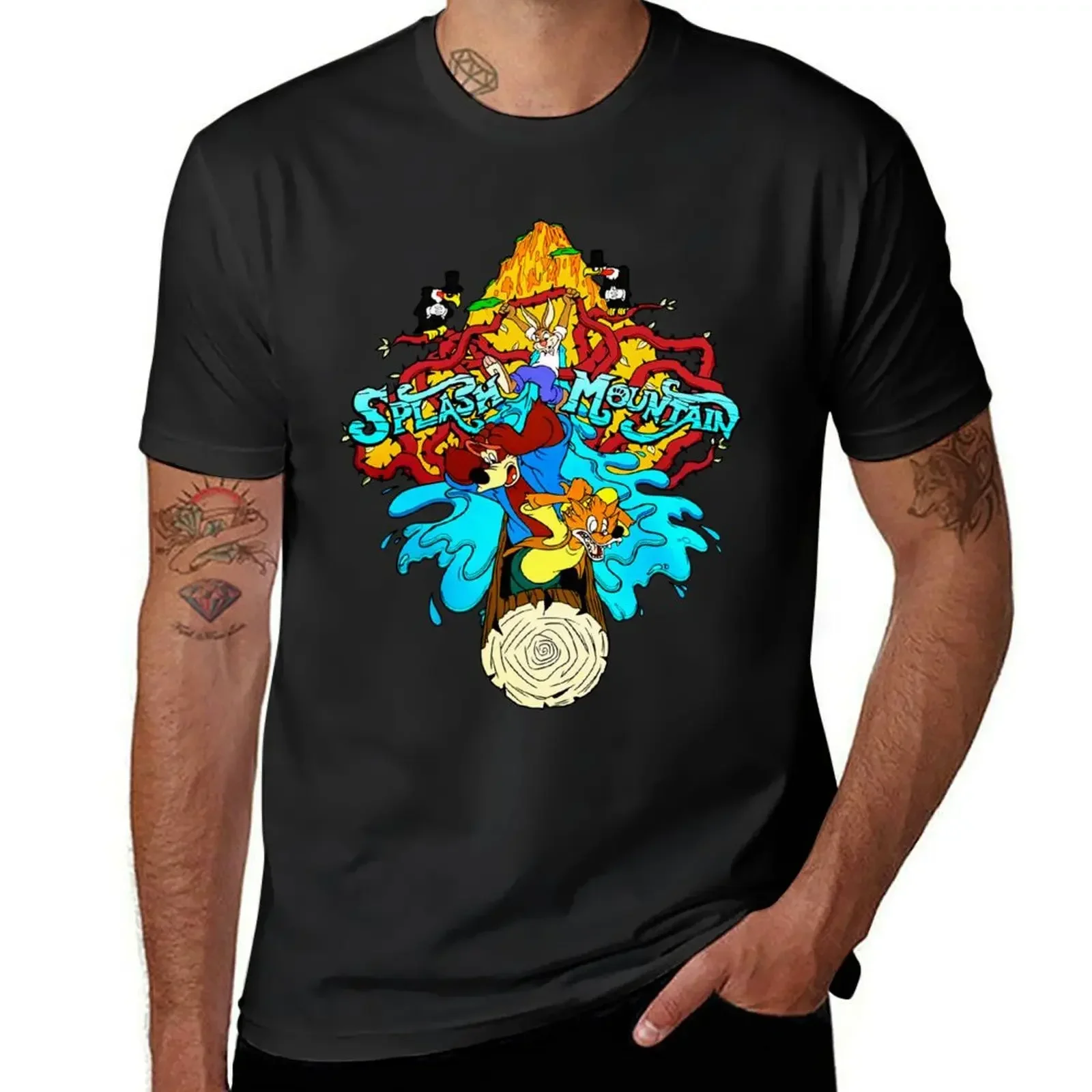 Splash Mountain T Shirt Classic Guys Unisex Tee Graphic T-Shirt man t shirt plus size tops Men's clothing