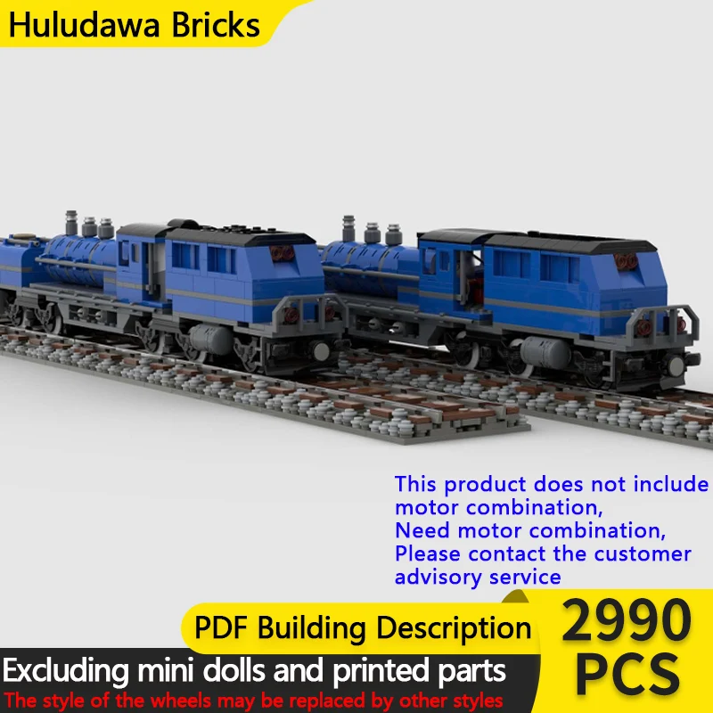 

City Car Model MOC Building Bricks Railway Blue Locomotive Train Modular Technology Children Holiday Gifts Assemble Toys Suit
