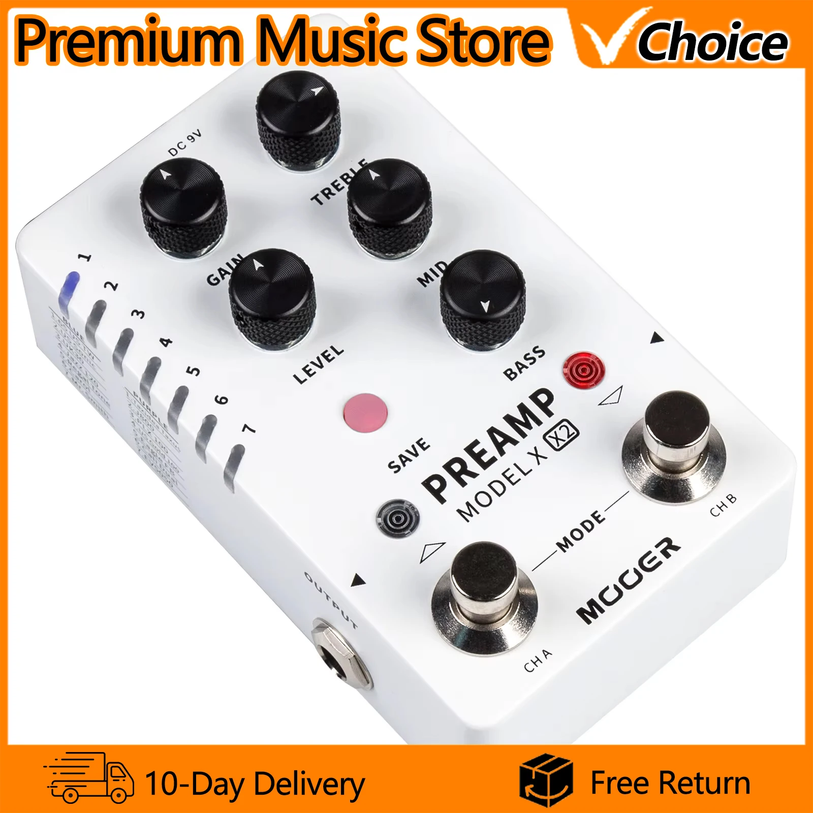 MOOER Guitar Effects Pedal PREAMP MODEL X X2 Preamp Pedal Digital Dual Channels Built-in 3 Cabinet Simulation 14 Preset Slots