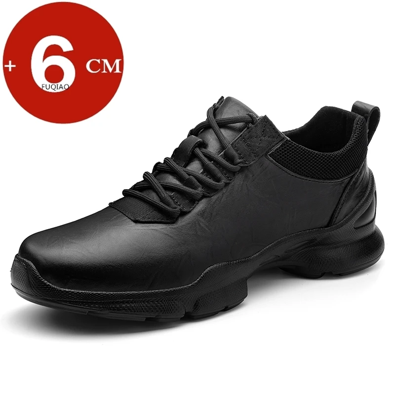 

Мужские кроссовки из натуральной кожи на шнуровке, легкие, увеличивающие рост на 6 см, из воловьей кожи, для бега, на танкетке