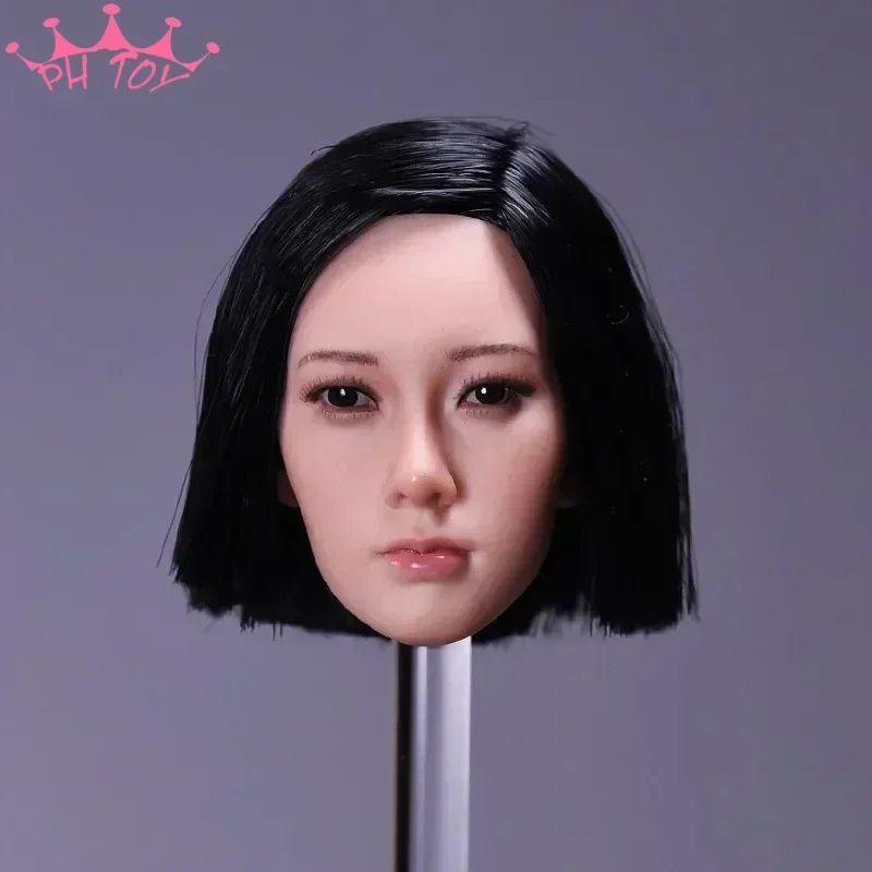 

In Stock 1/6 Scale Asian Female Soldier Ping Head Sculpt Short Black Hair Head Played Model for 12'' PH TBL Wheat Body Figure