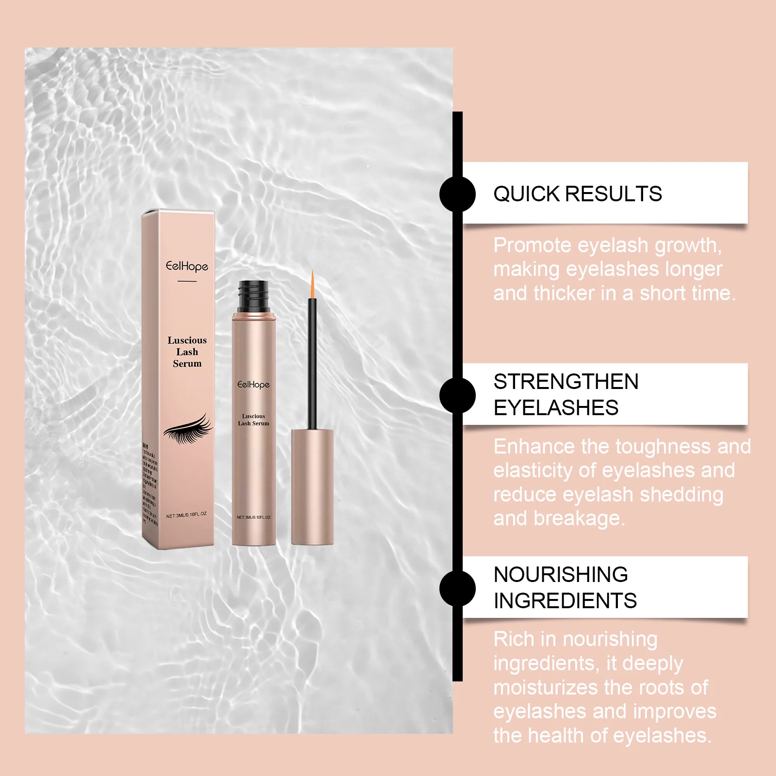 Siero per la crescita delle ciglia Lifting delle ciglia Enhancer Eye Lash Più pieno Più spesso Nutrire Più lungo Allungamento Idratante Essenza per sopracciglia