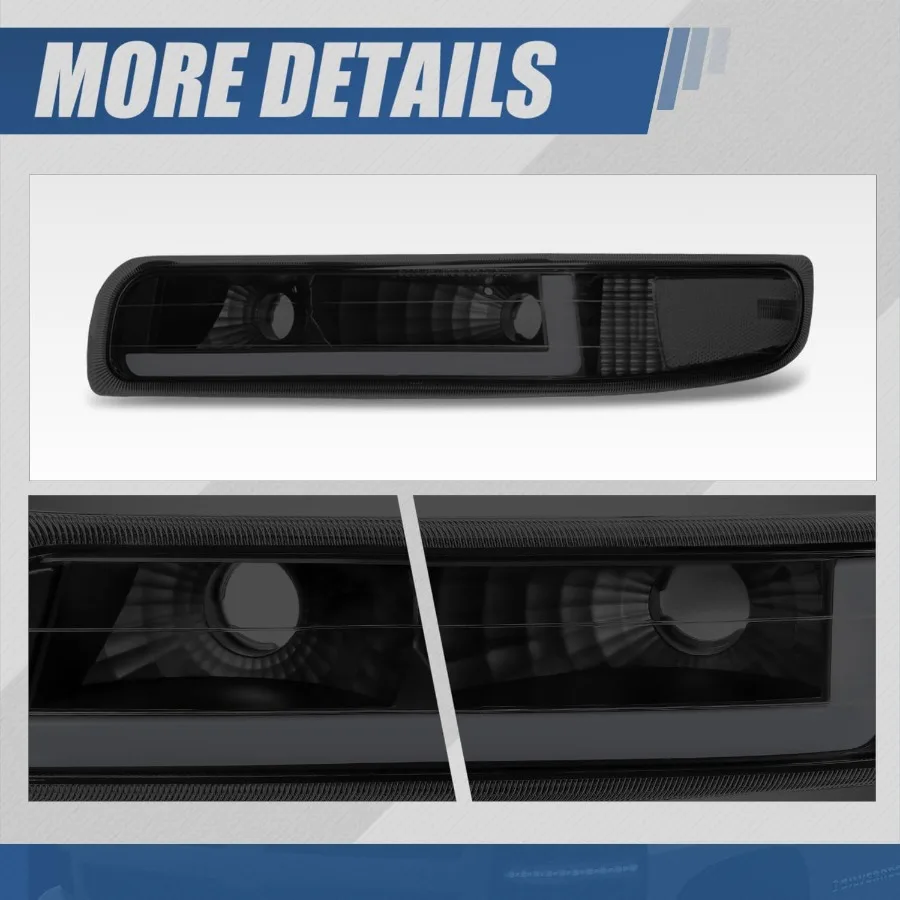 4 قطعة LED DRL مجموعة المصابيح الأمامية ومصابيح الوفير لسيارة شيفروليه سيلفرادو سوبربان 1500 2500 3500 تاهو 19992006 عدسة مدخنة Cl #5