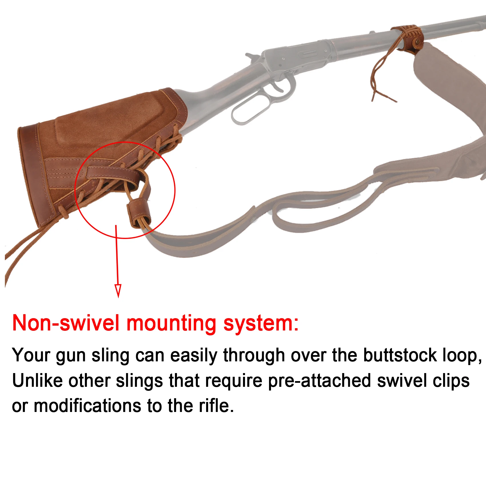 WAYNE'S DOG Leather Rifle Shotgun Buttstock With Barrel No Drill Mount For Right / Left  Handed Hunter