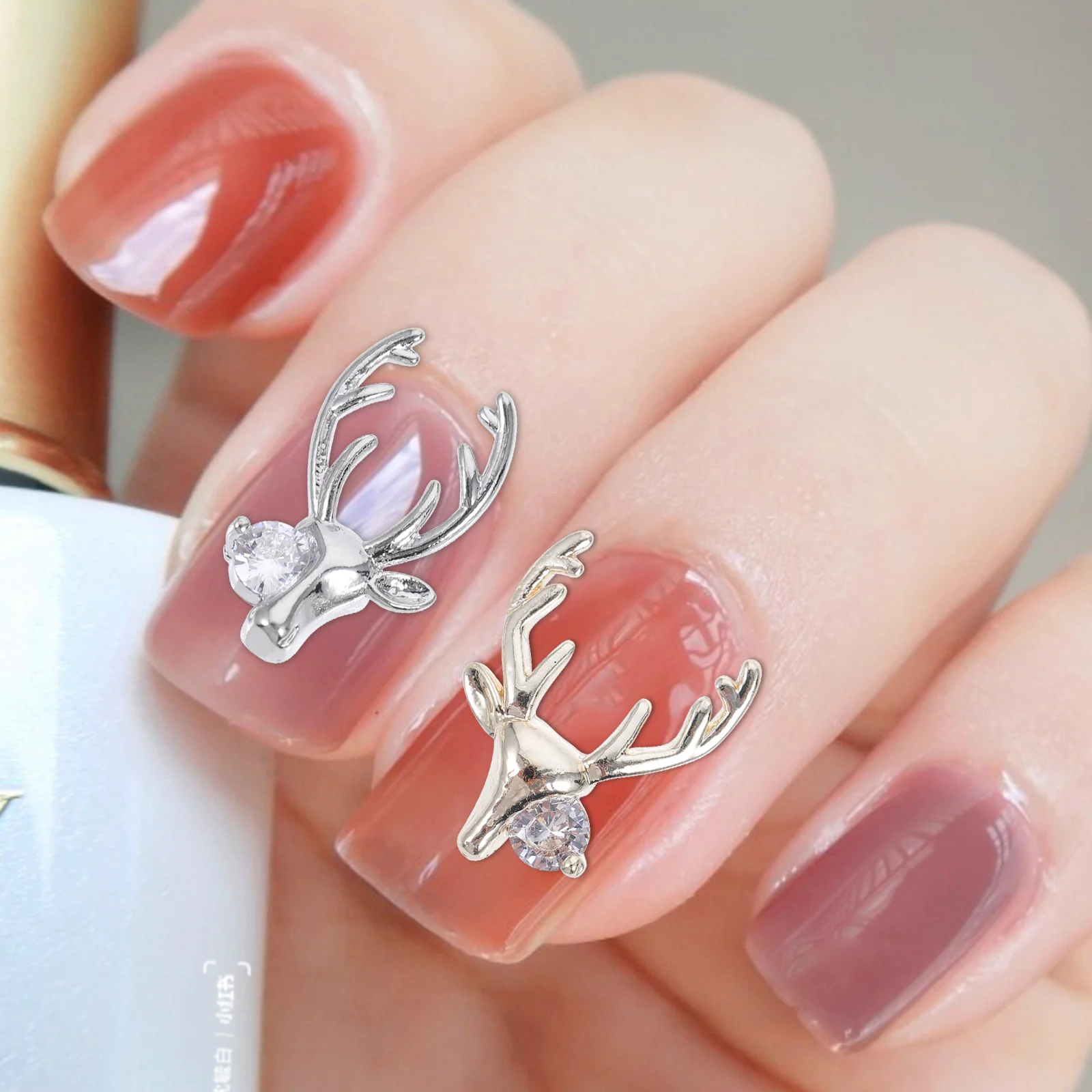 

16pcs Deer Horn Studs Jewels Antler Nail Art Charms Zircon Decorations Diy Manicure Accessories Nail Zircon Studs
