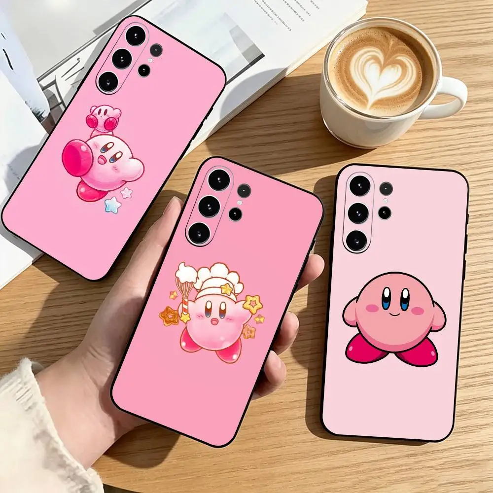 Cartoon P-Pink-K Kirbys  Phone Case Black Silicone Soft For Samsung S25,S24,S21,S22,S23,S30,Ultra,S20,Plus,Fe,Lite Gift