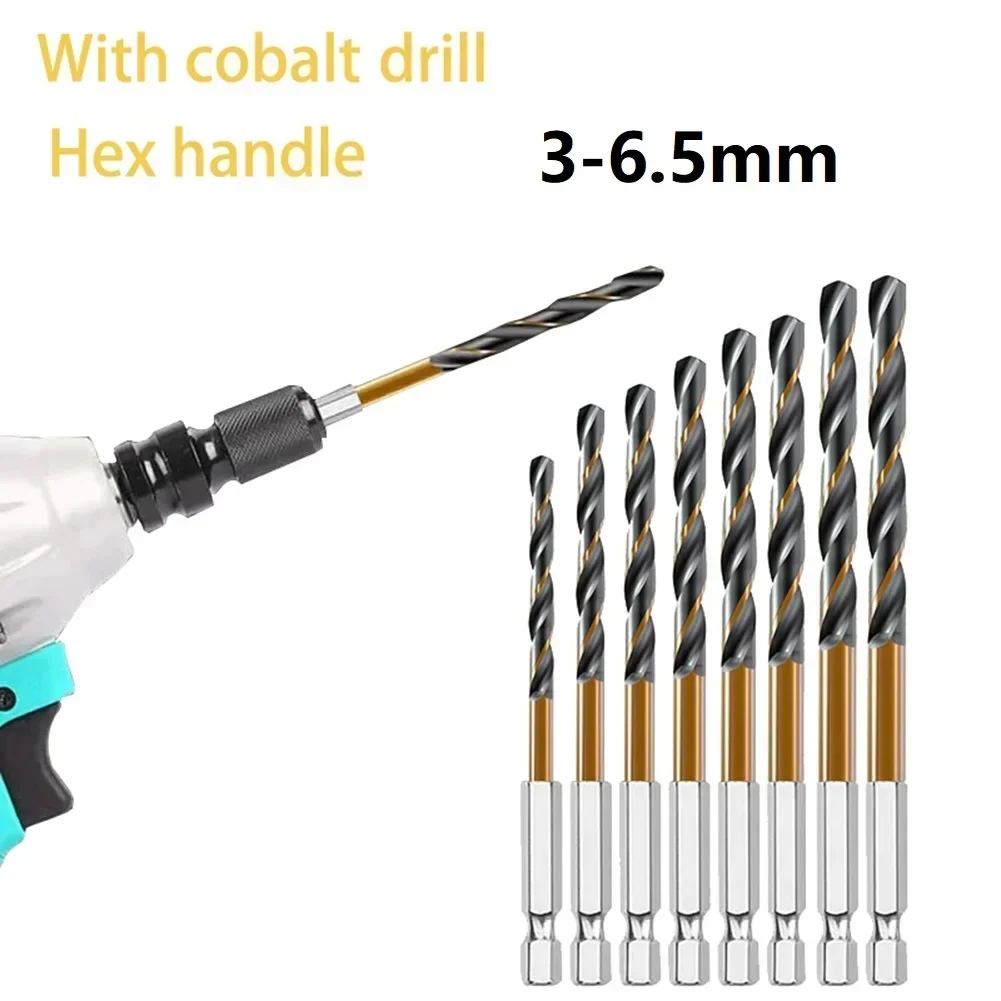 8PCS HSS Coated Drill Bit Set 1 4 Hex Shank 3 3.5 4 4.5 5 5.5 6 6.5mm For Aluminium Wood Plastic Thin Iron Driiling