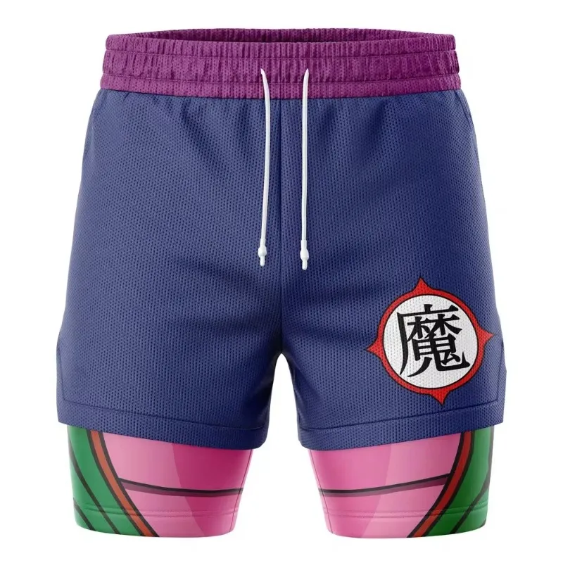 2026 Summer Dragon Ball Z Demon Mark Piccolo 2-in-1 Double Layer Shorts Oversized Men's Kid Fitness Retro Unisex Athletic Shorts