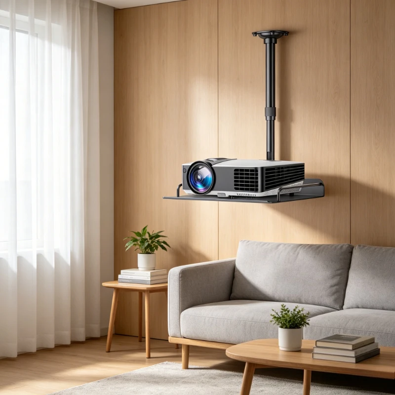 Extendable Projector Ceiling Mount, Universal Telescopic Wall Bracket with Tray, No Drill Camera Shelf, Adjustable AV Stand Home