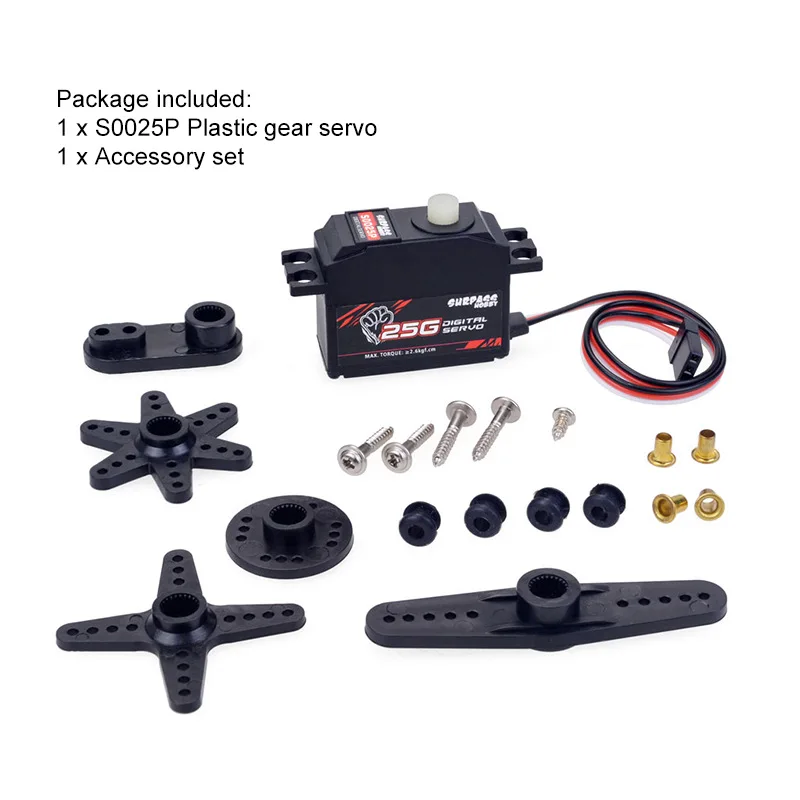Surpass hobby 25g plastic tooth S0025P digital steering gear, suitable for 1:12 high-speed vehicles, fixed wing