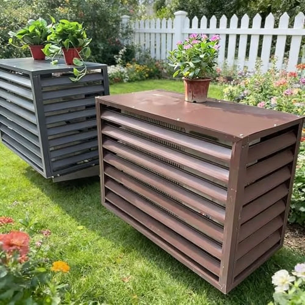 Aluminum Alloy Air Conditioner Privacy Fence Freestanding Outdoor AC Screen Cover Weatherproof Rust Proof Protection