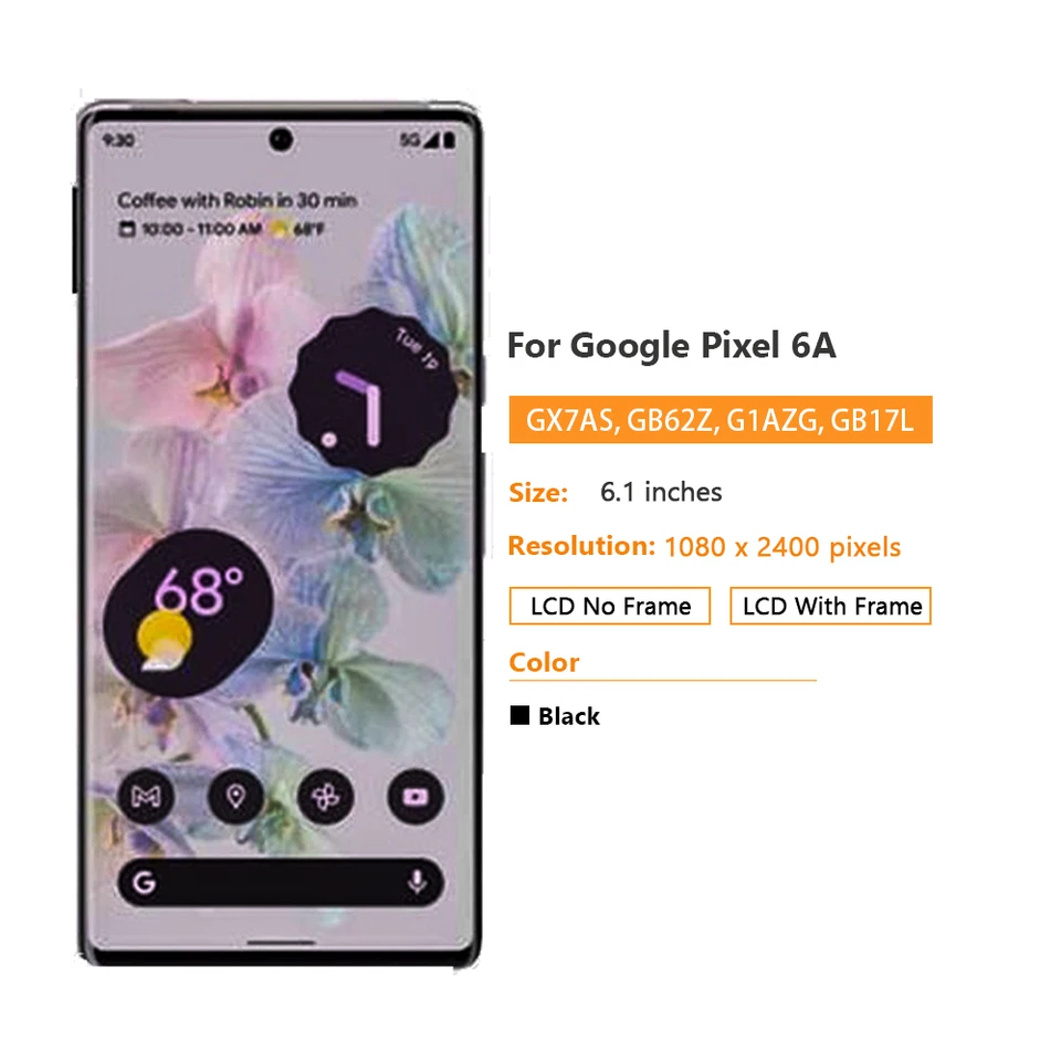 AMOLED For Google Pixel 6A LCD Display GX7AS GB62Z G1AZG GB17L
