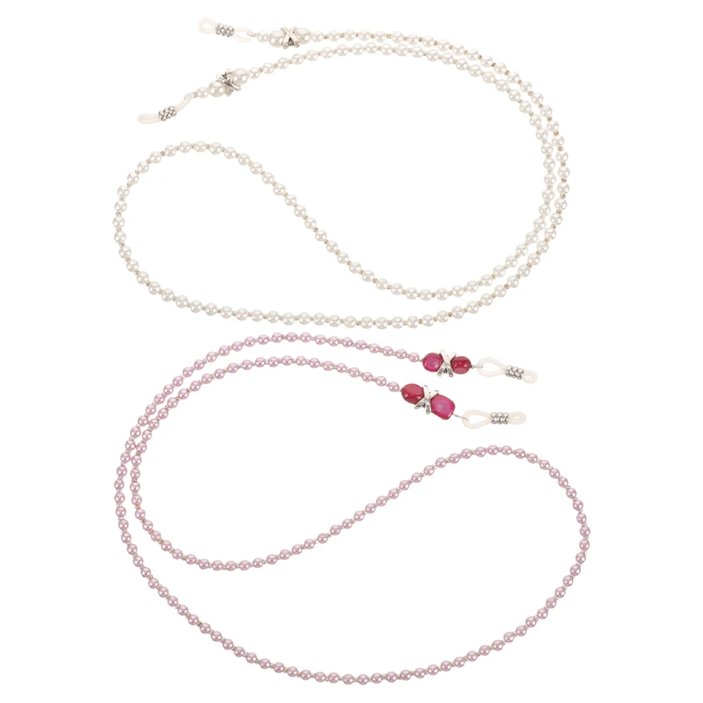 

2pcs Glasses Chain Eyeglass Lanyard Pearl String for Women Reading Sunglasses Lightweight Portable