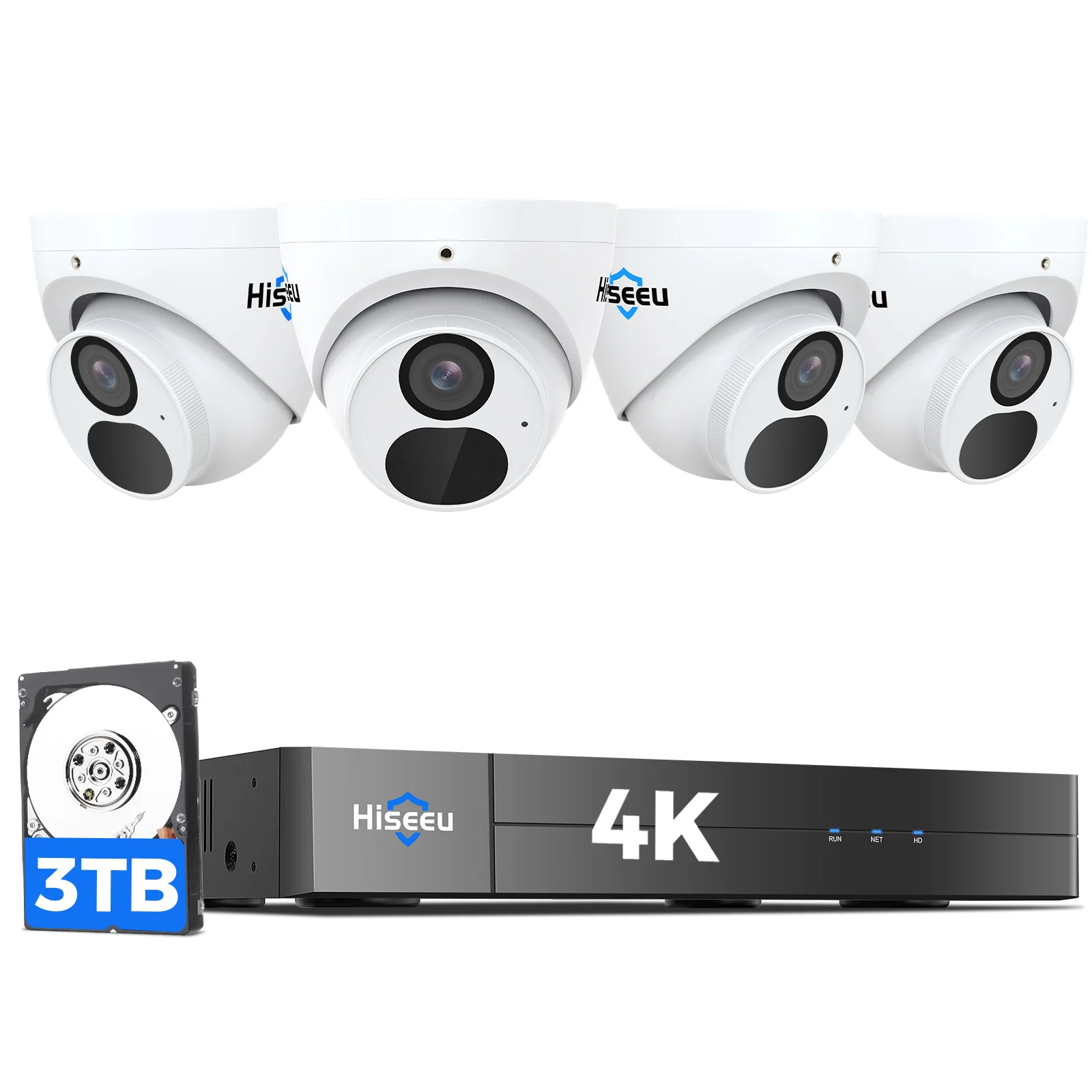 Hiseeu 보안 카메라 시스템, CCTV 카메라 비디오 감시 시스템, 4K, 16 채널 NVR, 8MP, 야외 홈 PoE NVR 키트