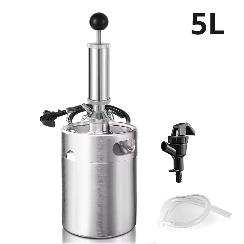 3.6L/5L Mini Keg Beer Growler with Party Pump Tap Dispenser,Portable Carbonation Brew Keg System for Homebrew Craft Beer,Camping