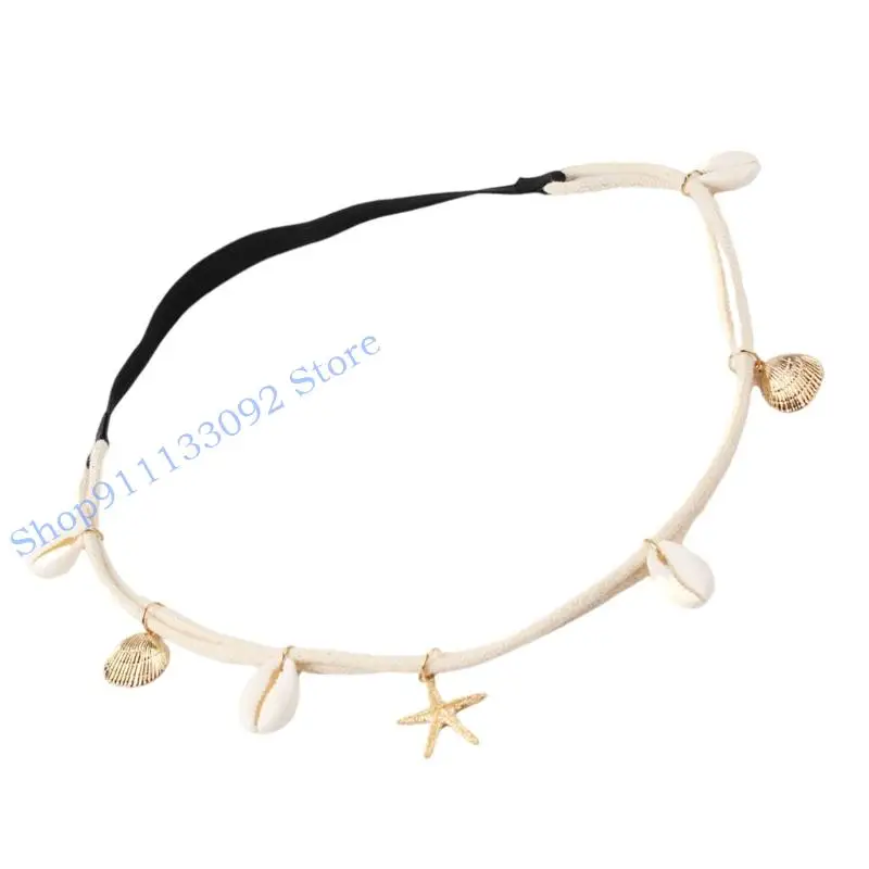 

H9ED Artisanal Cowrie And Echinoderm Hair Group Modifiable Beachwear Addition For Adults Children