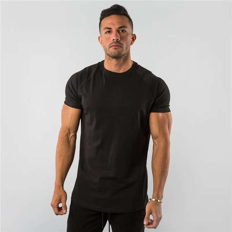 T Shirt Men Casual Short Sleeve Muscle Joggers Bodybuilding Tshirt Male Gym Fitness Tops Tee Streetwear Slim Fit Summer T-shirt