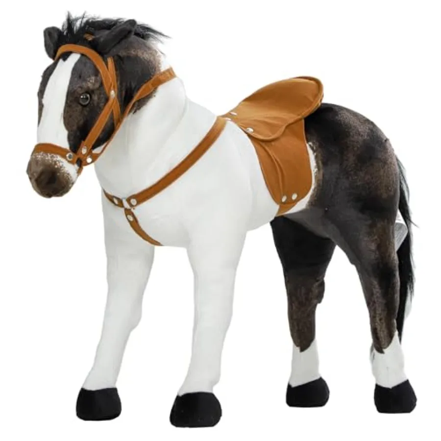 

Ride on Horse for Toddlers 3-8 Years Old Riding Horse with Neighing Sound Stuffed Animal Horse Toy for with Padding Brown