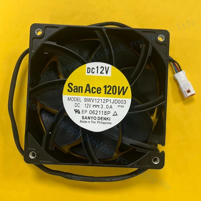 

V+ FOR Sanyo 9WV1212P1JD003 12V 3.0A 12038 IP68 Waterproof Cooling Fan