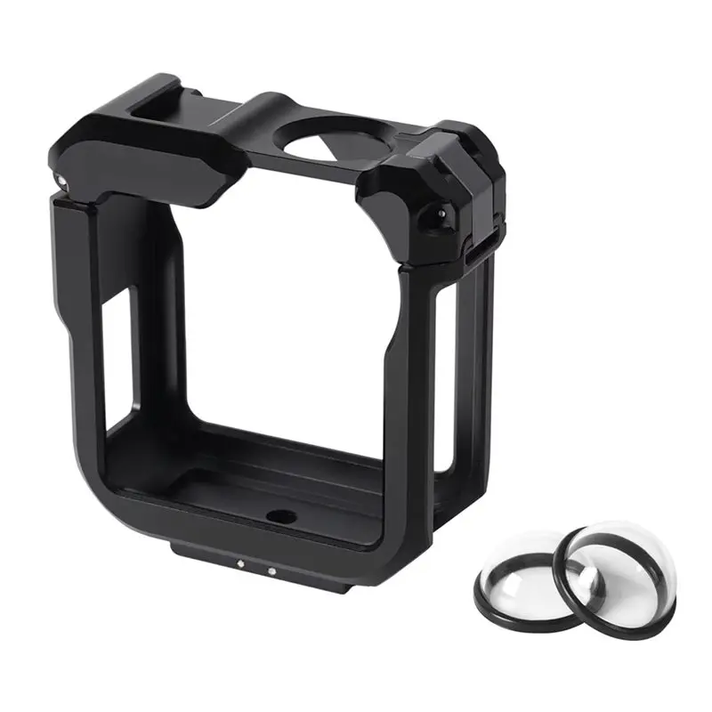 

A13E-For Gopro Max Vlogging Kit Camera Housing Shell In Aluminum Alloy With Lens Caps- Cage Design