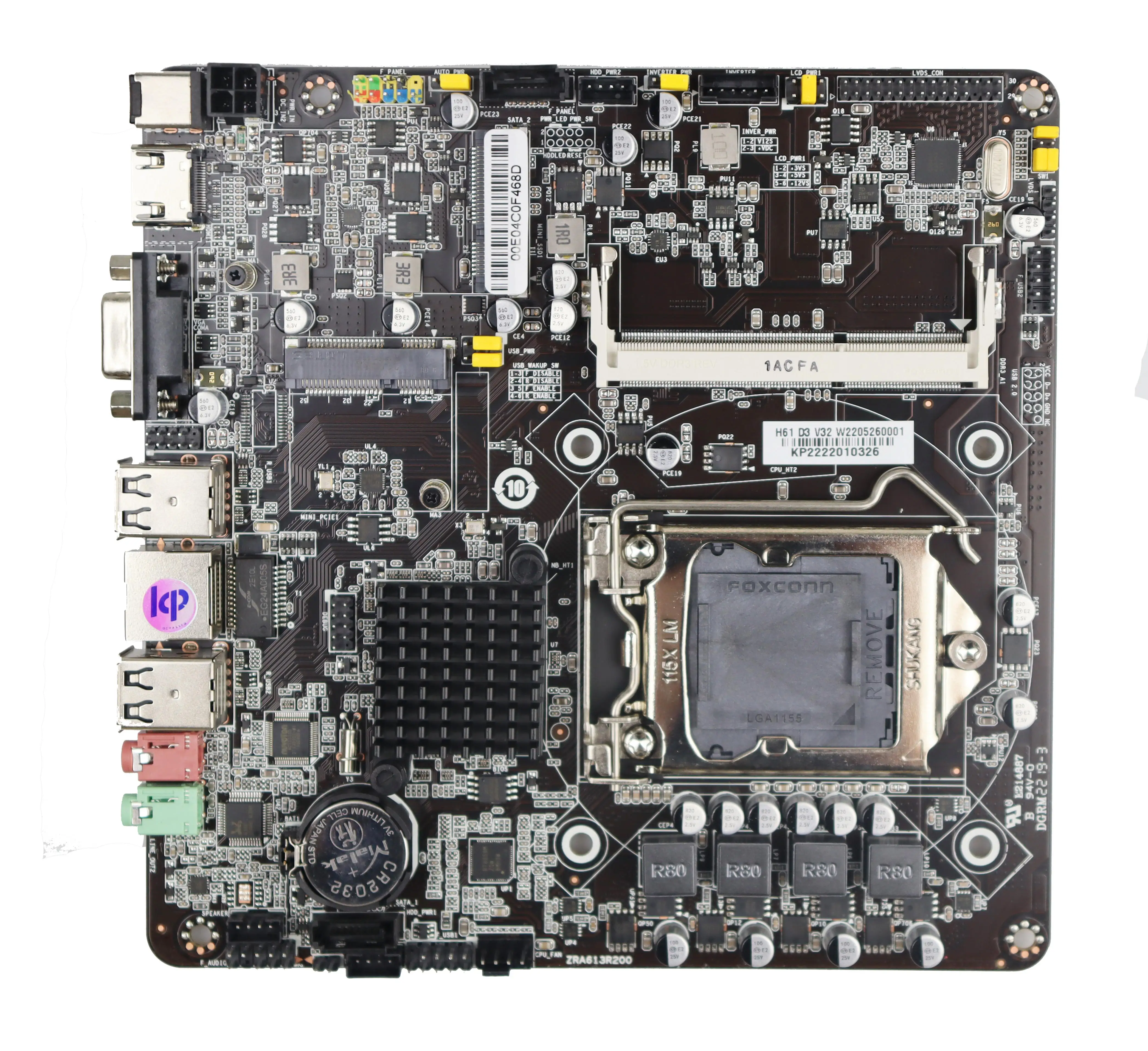 Imagem -02 - Zillion-motherboard Mini Itx Lga 1155 Suporte Ddr3 Intel Core i3 i5 i7 Cpu Pentium Celeron para pc Gamer Gaming H61 Novo