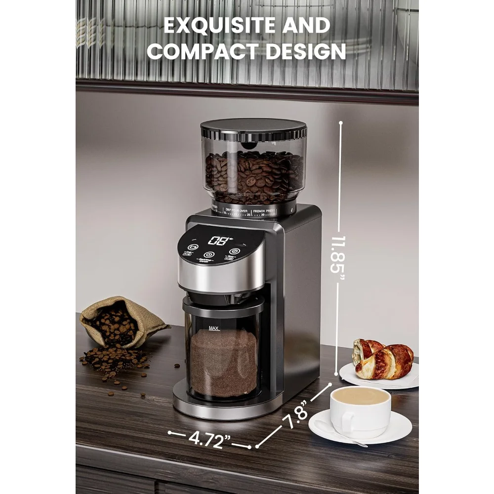 Coffee Grinder, Adjustable Conical Burr Mill, 35 Precise Grind Setting, 1-14 Cups Extensive Grinding Amount, Coffee Bean Grinder