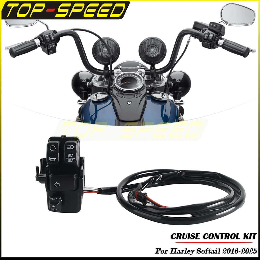 

For Harley Softail FLSS FLSTC FLSTFBS FLSTN FXSE FLSB FLHC FLHCS Motorcycle Cruise Control Button Kit Handlebar Control Switch