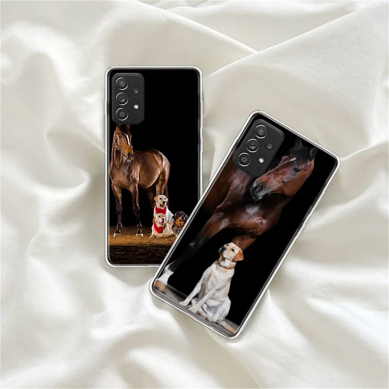 Domineering Cool Horses And Dogs Phone Case For Galaxy Note 20 Ultra 10 Lite 9 8 Samsung A15 A25 A35 A55 A05S M12 M21 M30S M31 M