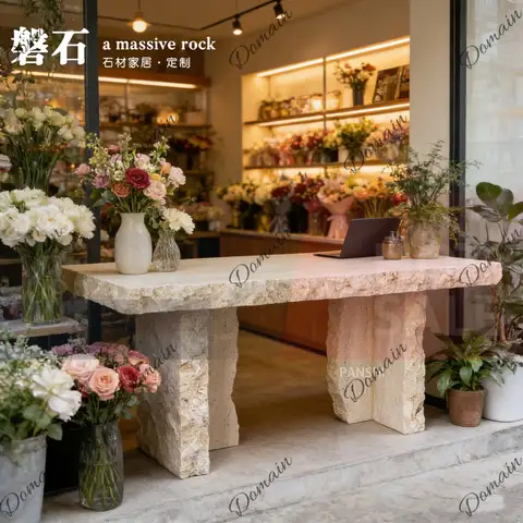Z43 Modern Simple Natural Travertine Nakajima Taiwan Women's Clothing Store Flower Shop Accessories Display Table Art Style Adva